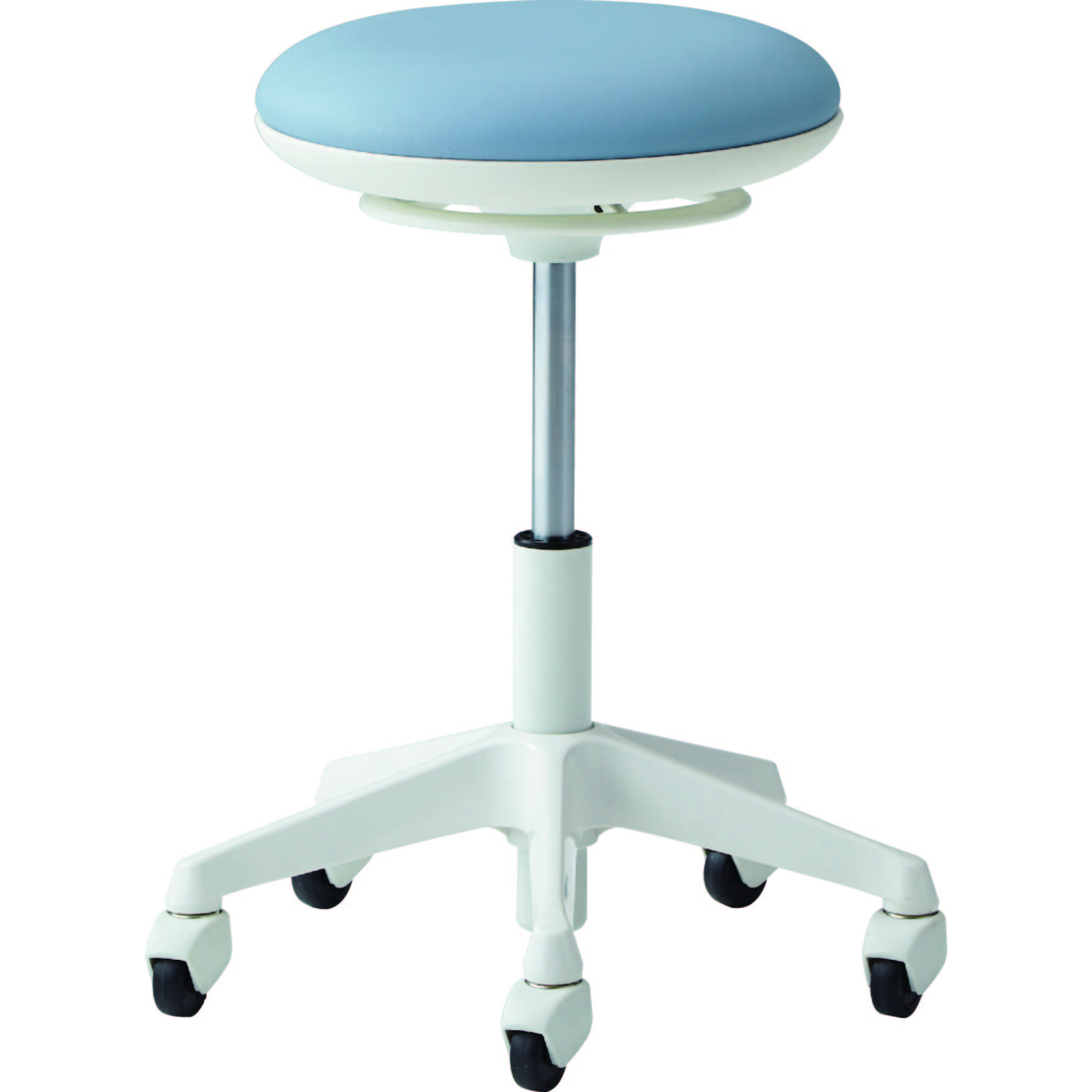 【椅子】pirouetto 5本脚ミドル ホワイトシェル 背無 フットリング無 ゴムキャスター ビニールレザー 脚外径518